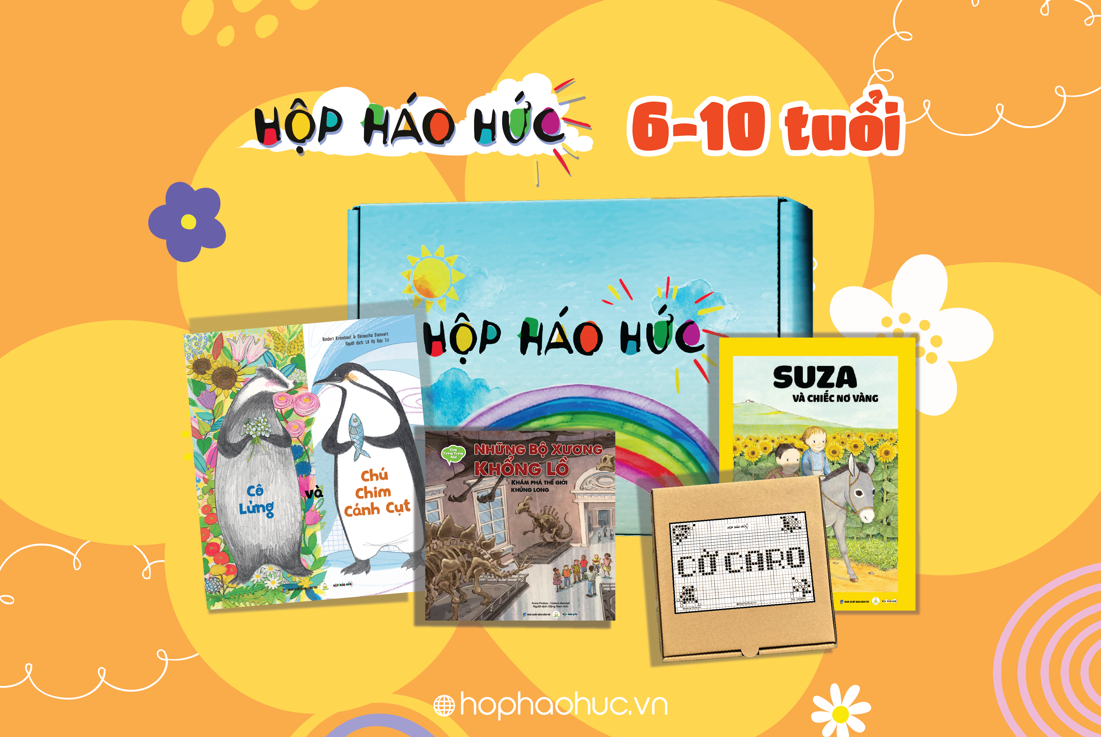 Mầm lớn (6-10 tuổi) <br><span>Hộp Háo Hức 6-10 tuổi tháng 3 sẽ gồm 3 cuốn sách, và trò chơi gắn liền với nhiều thế hệ, nuôi dưỡng tâm hồn, giúp con dễ dàng khám phá và kết nối cảm xúc với thế giới xung quanh.</span>